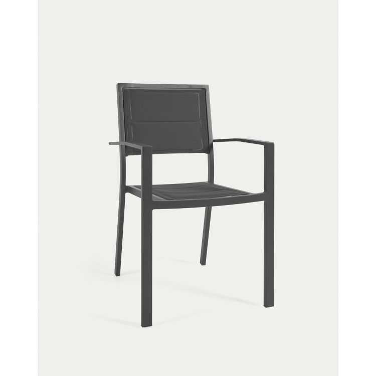 SIRLEY GARDEN CHAIR IN ALUMINUM AND T EXTEL INE BLACK