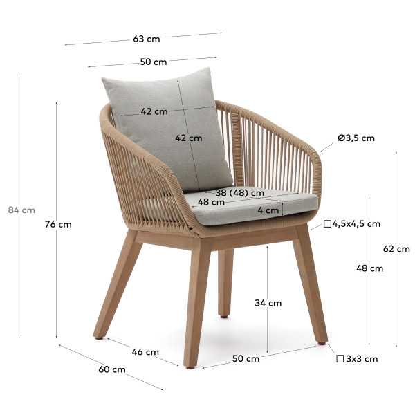 PORTALO CHAIR IN BEIGE ROPE AND SOLID...