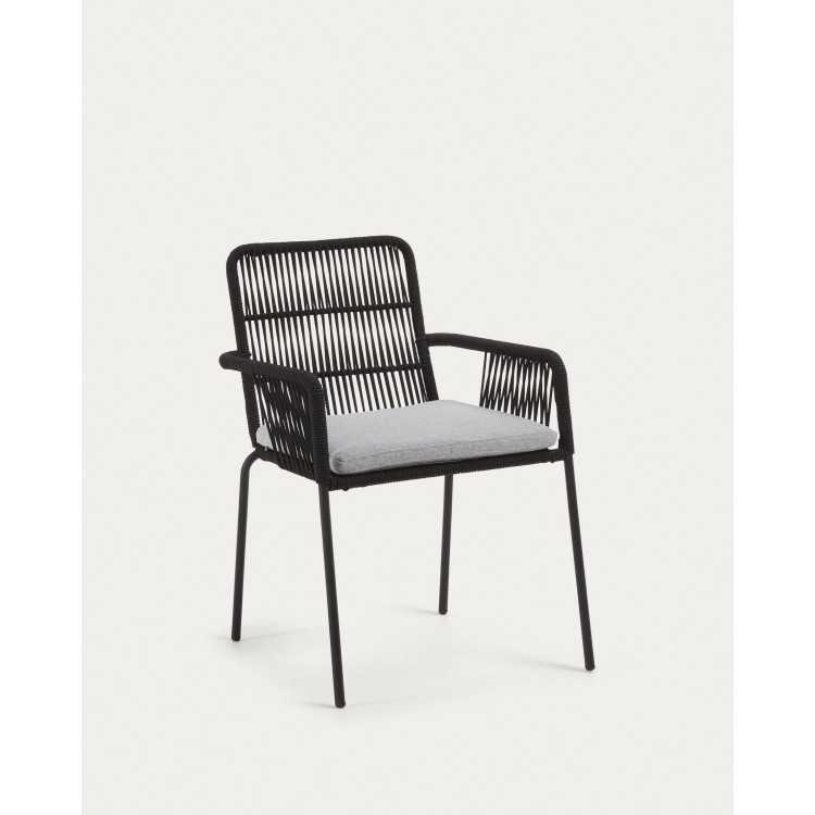 SAMANTA CHAIR IN BLACK ROPE AND GALVANIZED STEEL LEGS
