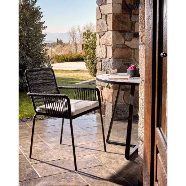 CHAISE SAMANTA EN CORDE NOIRE ET...