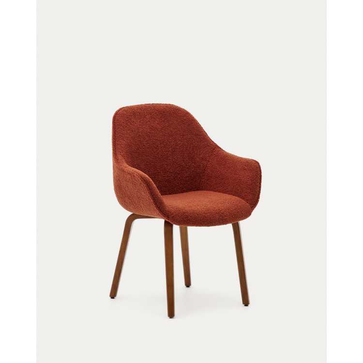 CADEIRA ALELI BOUCLETTE TERRACOTTA E PERNAS DE MADEIRA DE freixo COM FIN