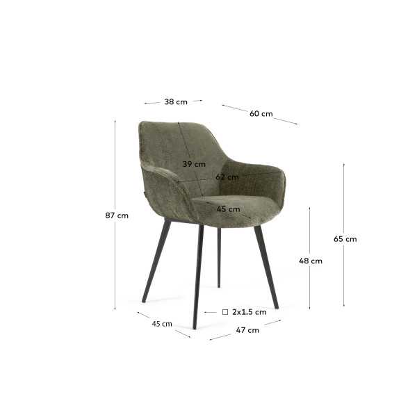 AMIRA CHAIR IN DARK GREEN CHENILLE...