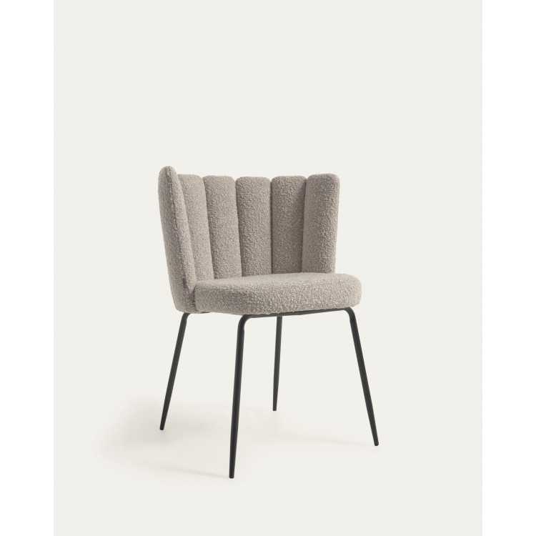 CADEIRA ANIELA BOUCLETTE METAL PINTADO CINZENTO CLARO E PRETO