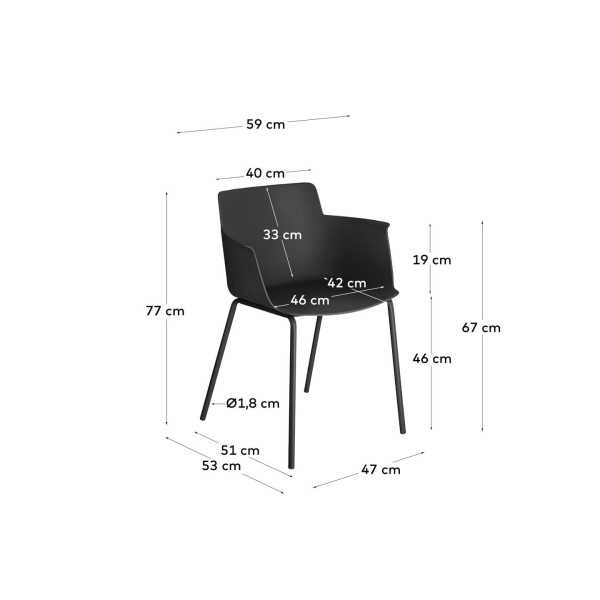CHAIR WITH ARMRESTS HANNIA BLACK