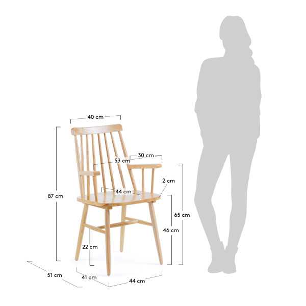 CHAIR WITH ARMRESTS NATURAL TRESSIA