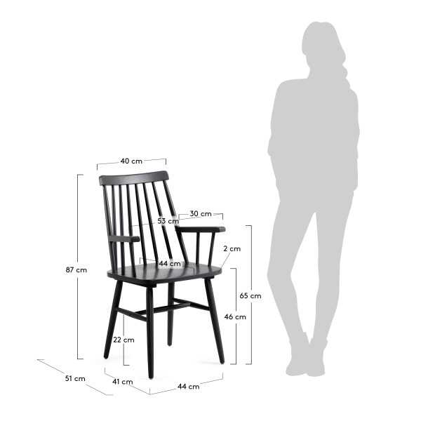 CHAISE AVEC ACCOUDOIRS TRESSIA NOIRE