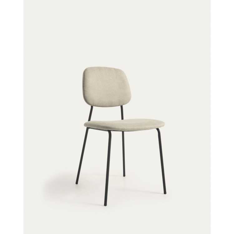 BENILDA BEIGE CHAIR, OAK PLYWOOD AND BLACK FINISHED STEEL