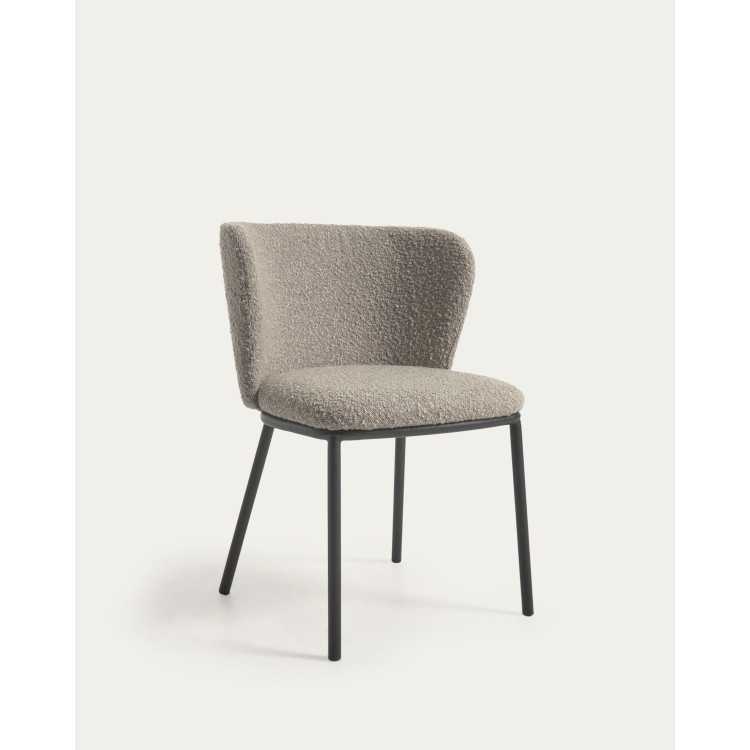 CISELIA BOUCLETTE GRAY AND BLACK METAL CHAIR