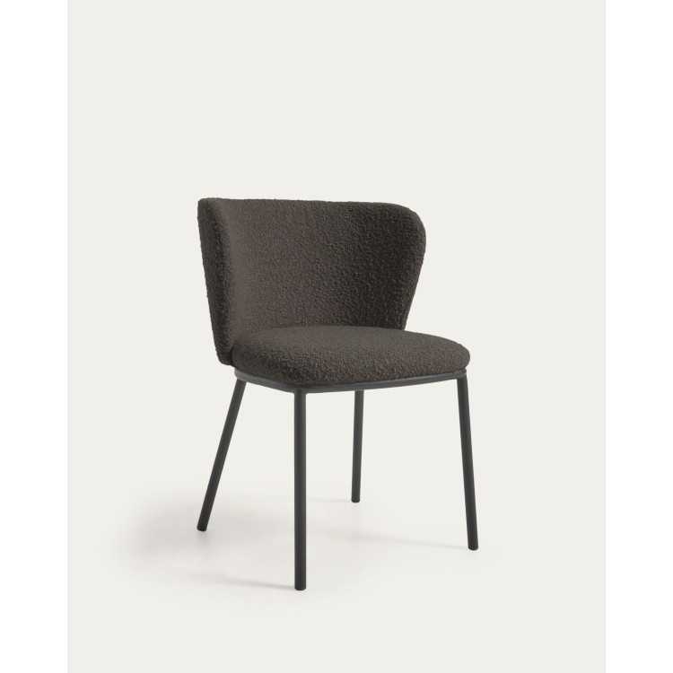 CADEIRA CISELIA BOUCLETTE DE METAL PRETO E PRETO