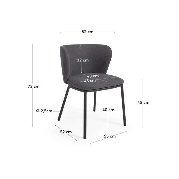 CISELIA CHAIR IN DARK GRAY CHENILLE...