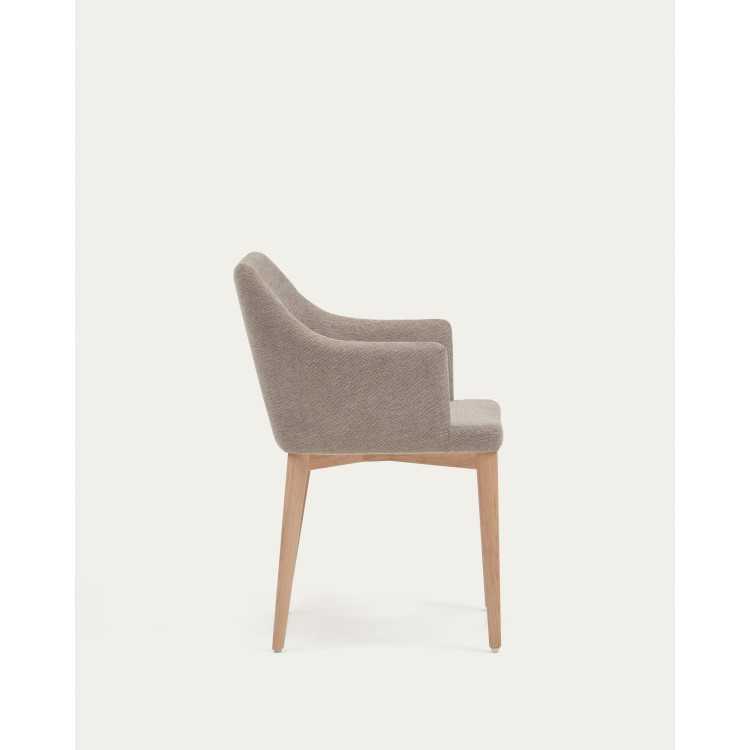 CHAISE CROFT EN CHENILLE MARRON ET PIEDS EN BOIS DE FRÊNE