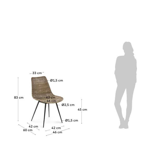 CHAISE EQUAL EN ROTIN ET PIEDS EN...