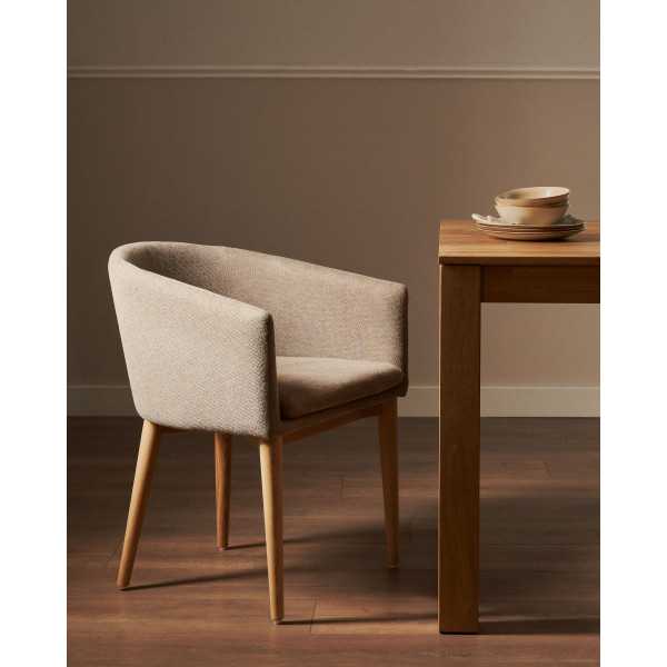 CHAISE HARLAN EN CHENILLE MARRON ET...