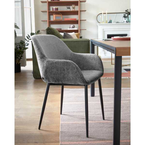 KONNA CHAIR IN DARK GRAY CHENILLE...