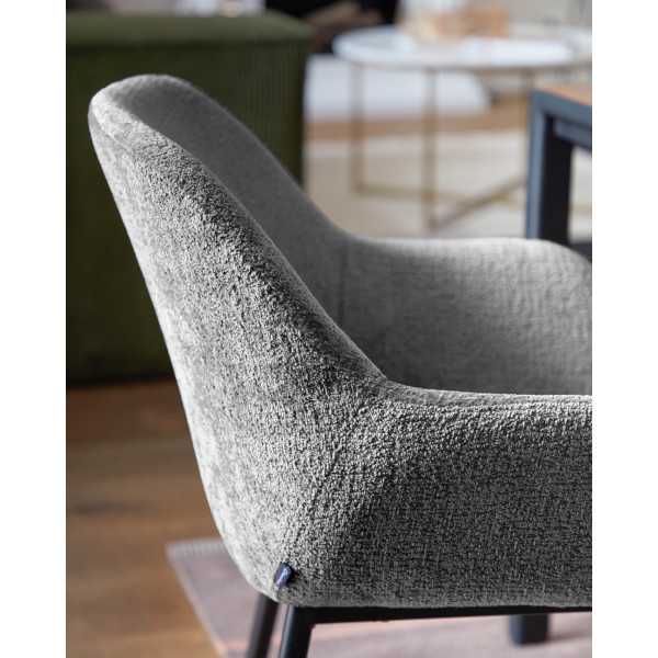 CHAISE KONNA EN CHENILLE GRIS FONCÉ...