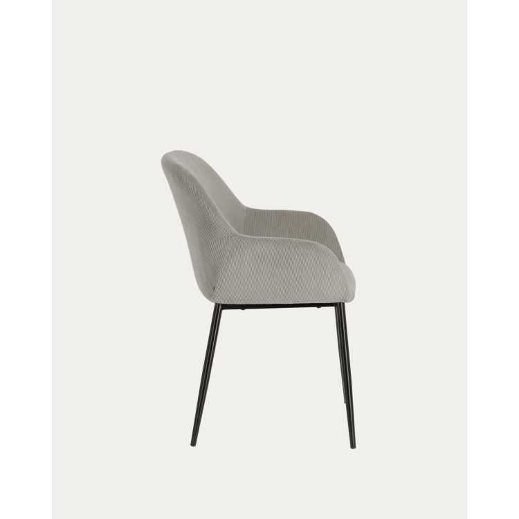 CHAISE KONNA EN VELOURS CÔTELÉ GRIS