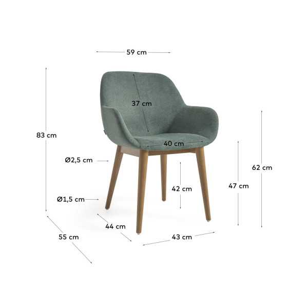 CHAISE KONNA VERTE ET PIEDS EN BOIS...
