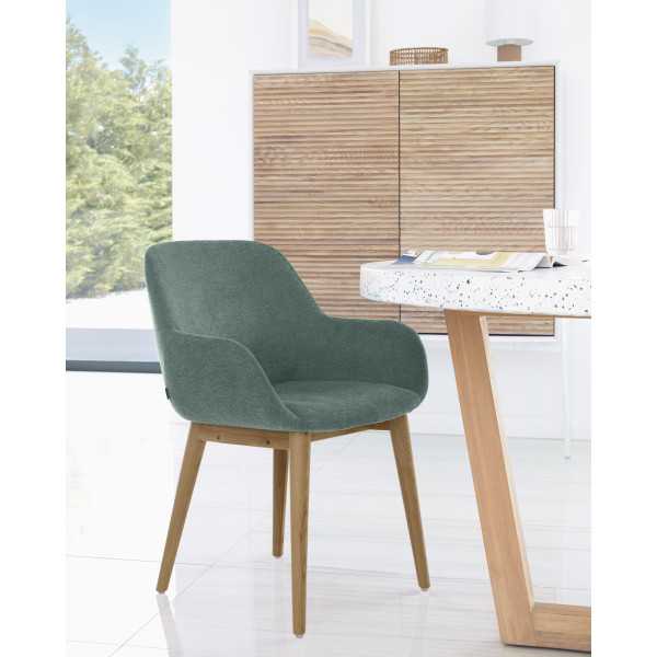 CHAISE KONNA VERTE ET PIEDS EN BOIS...
