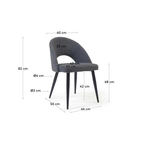 MAEL DARK GRAY CHAIR AND BLACK STEEL...