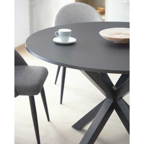 MAEL DARK GRAY CHAIR AND BLACK STEEL...