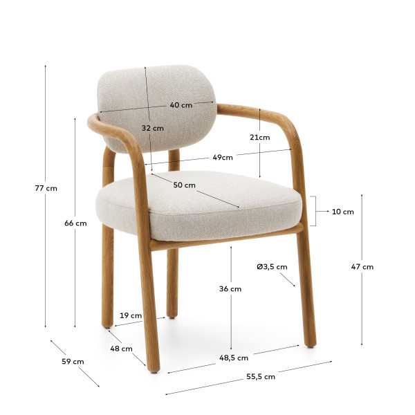 MELQUI BEIGE CHAIR IN OAK WOOD WITH...