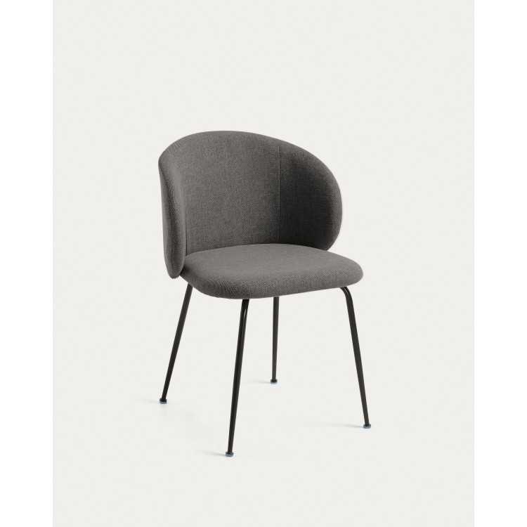 CHAISE MINNA GRIS FONCÉ ET PIEDS EN ACIER NOIR