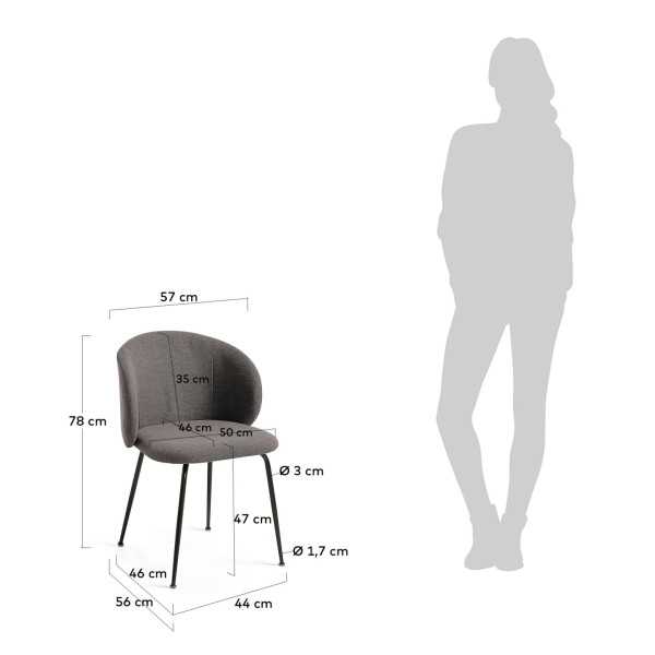 CHAISE MINNA GRIS FONCÉ ET PIEDS EN...