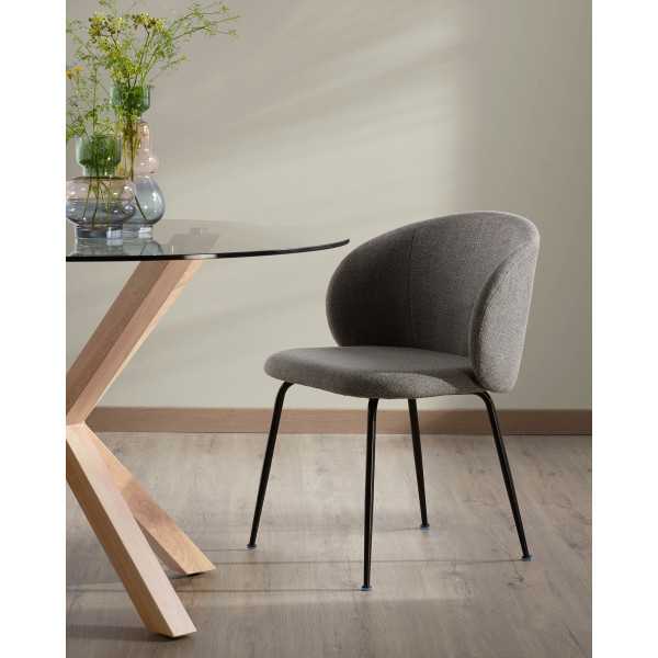 CHAISE MINNA GRIS FONCÉ ET PIEDS EN...
