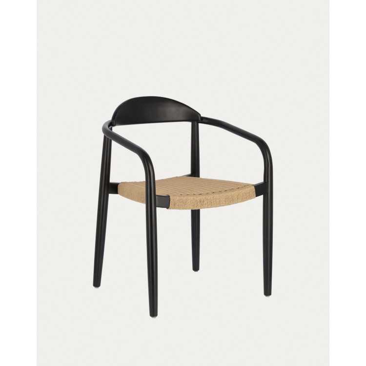 NINA CHAIR IN SOLID ACACIA WOOD WITH BLACK FINISH AND PAPER ROPE