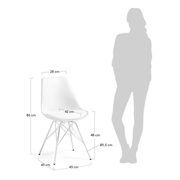 CHAISE RALF BLANCHE AVEC PIEDS EN MÉTAL