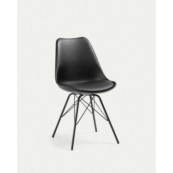 CHAISE RALF NOIR AVEC PIEDS EN MÉTAL