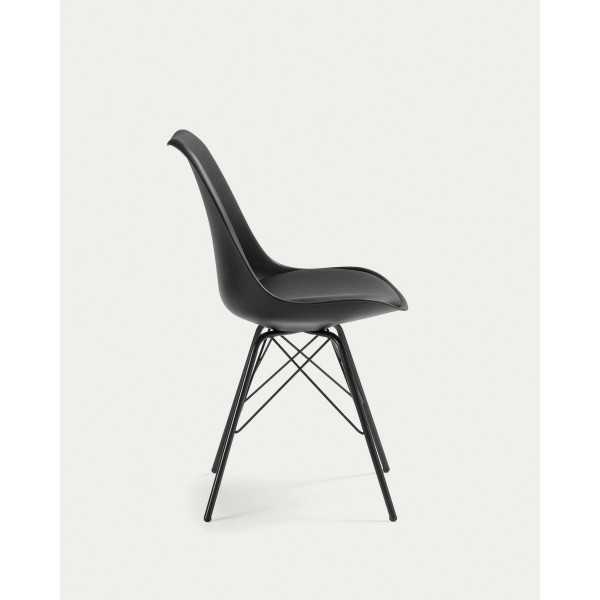 CHAISE RALF NOIR AVEC PIEDS EN MÉTAL