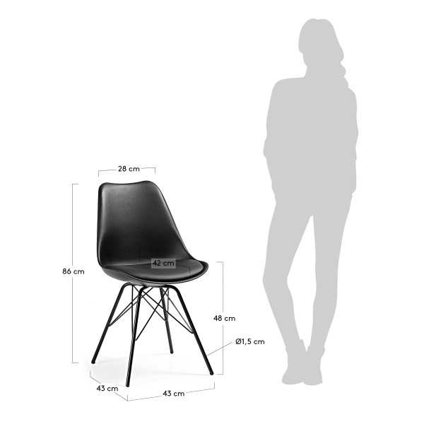 RALF BLACK CHAIR WITH METAL LEGS