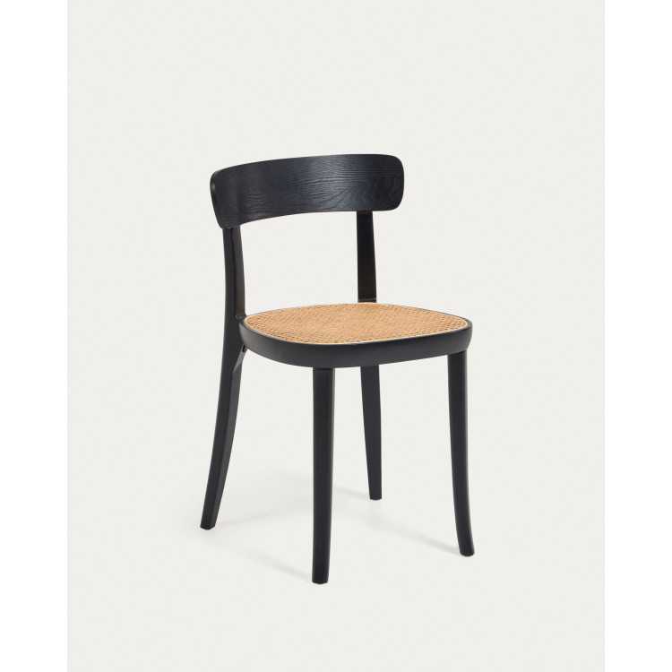 CHAISE ROMANE BOIS DE HÊTRE MASSIF NOIR AVEC PLACAGE DE FRÊNE ET ROTI