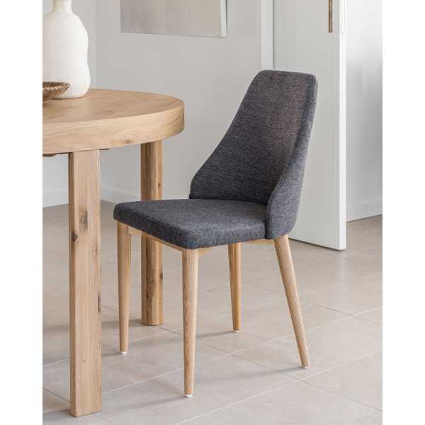 CHAISE ROSIE EN CHENILLE GRIS FONCÉ...