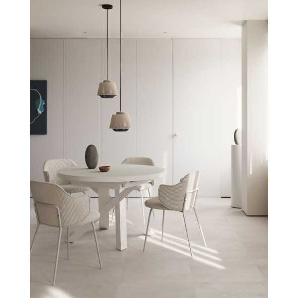 YUNIA CHAIR IN BEIGE HEAVY RIBBED...