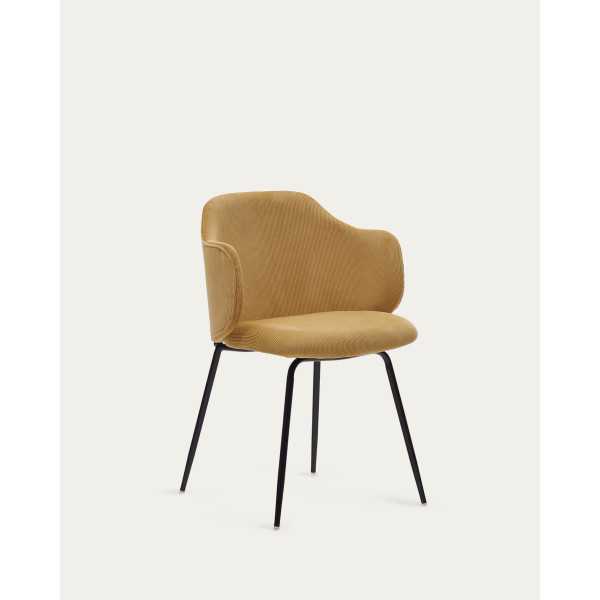 CHAISE YUNIA EN VELOURS MOUTARDE AVEC...