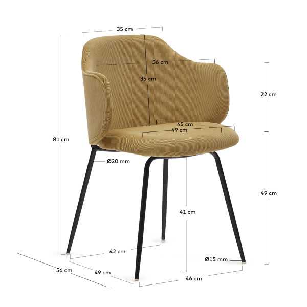 CHAISE YUNIA EN VELOURS MOUTARDE AVEC...