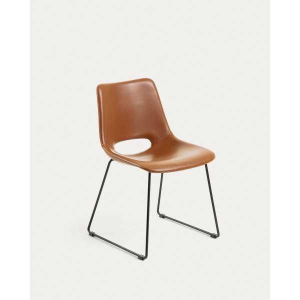 ZAHARA CHAIR IN BROWN POLYURETHANE AND STEEL LEGS WITH BLACK FINISH