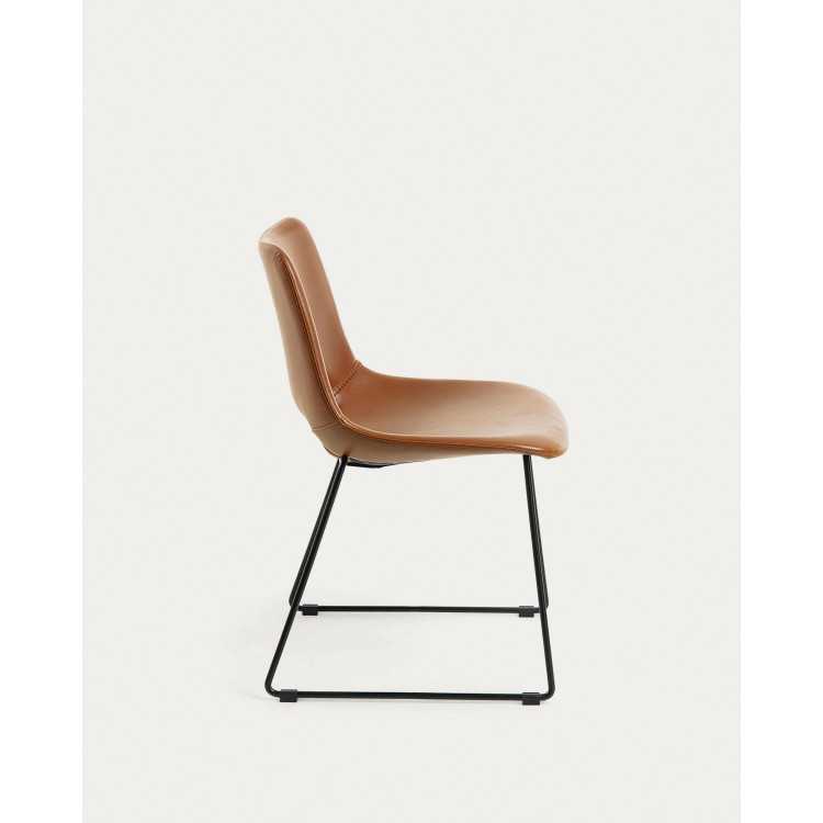 ZAHARA CHAIR IN BROWN POLYURETHANE AND STEEL...