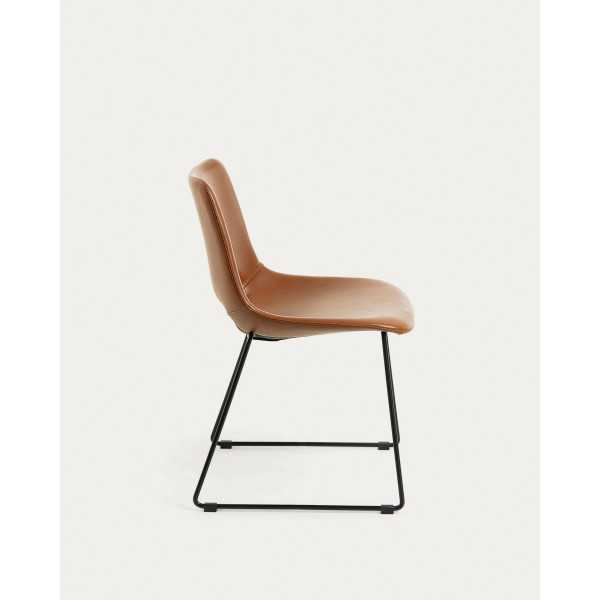 ZAHARA CHAIR IN BROWN POLYURETHANE AND STEEL LEGS WITH BLACK FINISH