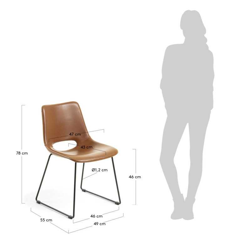 ZAHARA CHAIR IN BROWN POLYURETHANE AND STEEL...