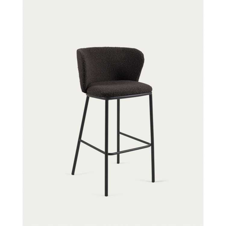 CISELIA STOOL IN BLACK LOOP WOOL AND BLACK METAL HEIGHT 75 CM