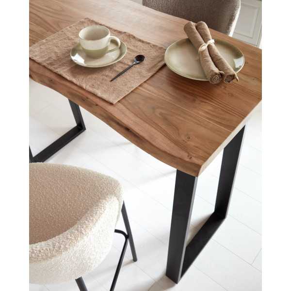 CISELIA STOOL IN BLACK LOOP WOOL AND...