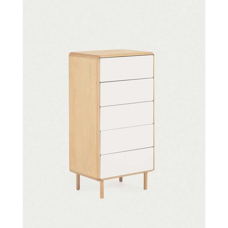 COM MODE ANIELLE OF 5 DRAWERS IN WOOD AND ASH VENEER 60 X 117 CM