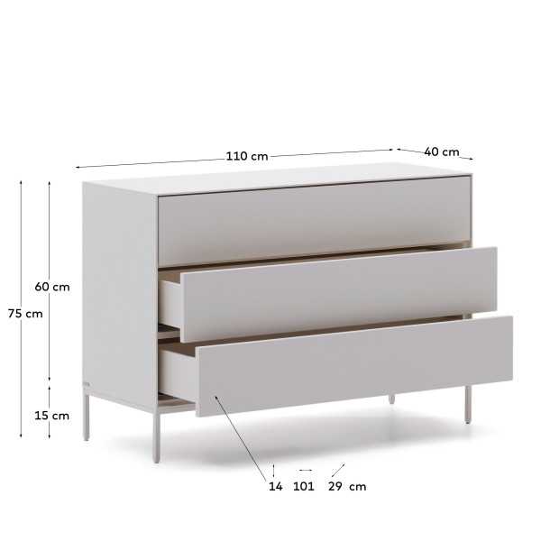 COM MODE VEDRANA 3 DRAWERS DM WHITE...