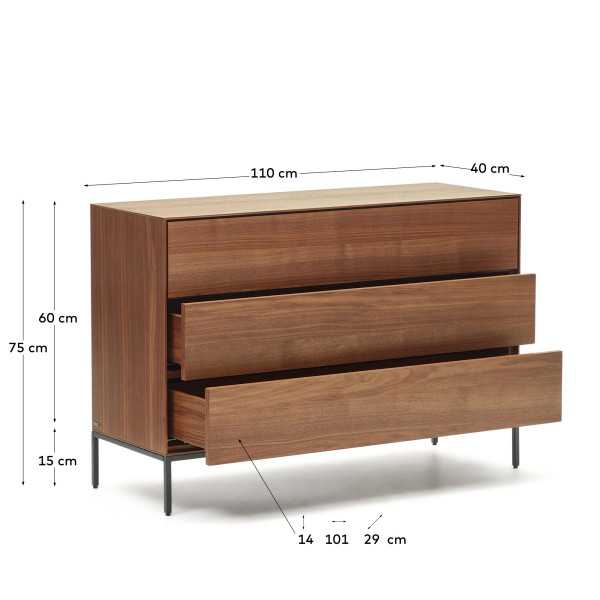 COMMODE VEDRANA 3 TIROIRS PLACAGE DE...