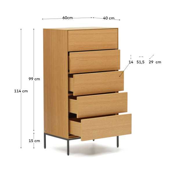 COM MODE VEDRANA 5 DRAWERS OAK VENEER...