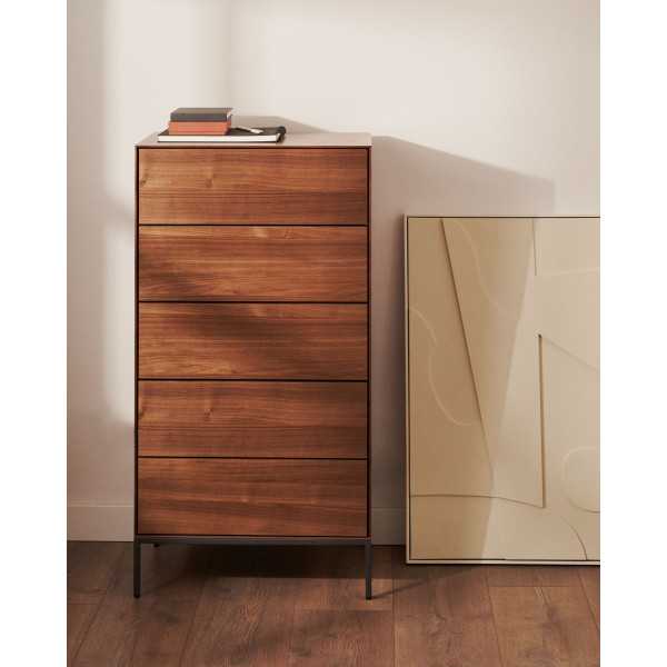 COM MODE VEDRANA 5 DRAWERS WALNUT...