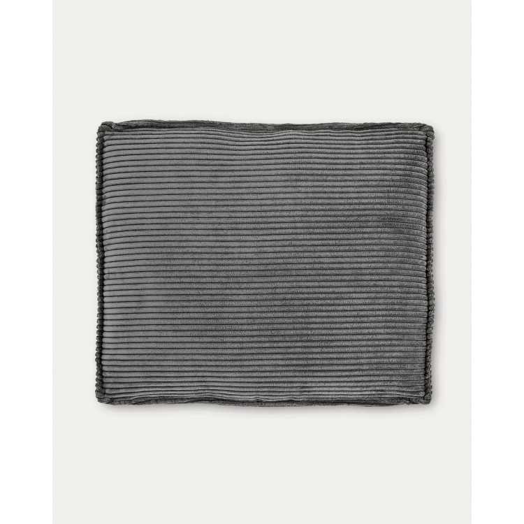 BLOK CUSHION IN LARGE RIBBED GRAY CORDUROY 50 X 60 CM